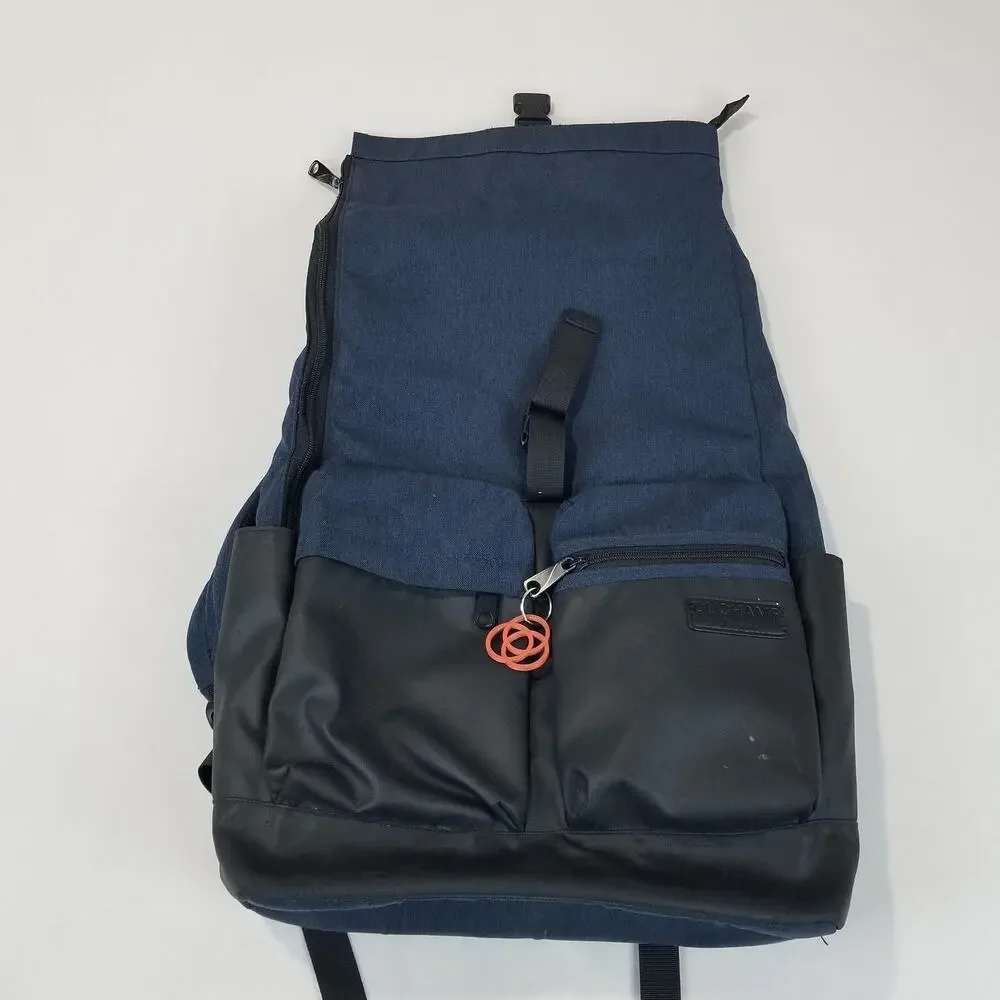 Duchamp London Backpack Navy Blue Black Two Tone Daypack Rucksack Zip Pockets